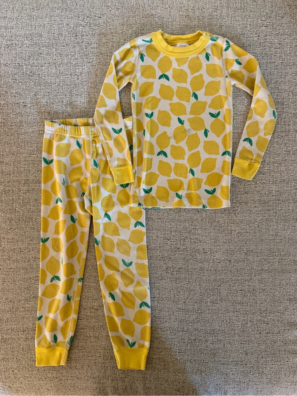 Hanna Andersson Lemon Print Kids Pajama Set 100% Organic Cotton
